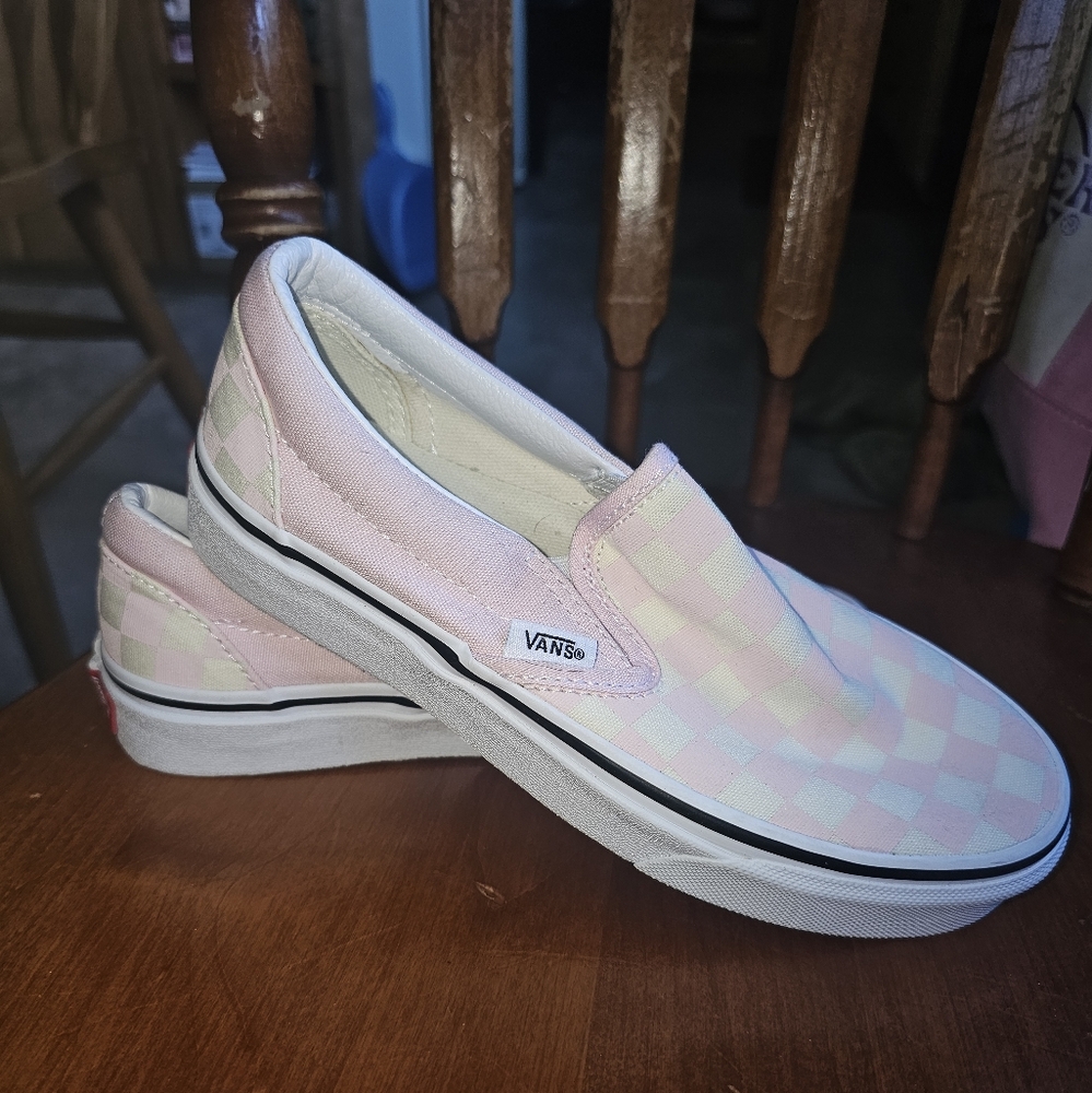 Vans Pink Checkered Slip-On Shoes